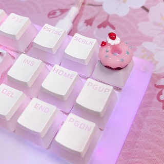 Cute Donut Keycap keycaps for Mechanical Keyboard CherryMx Gateron Kailh Switch Pink White
