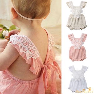 ✨QDA-Cute Infant Newborn Baby Girl Lace Ruffle Romper Jumpsuit Bodysuit Summer Outfit Clothes (7)