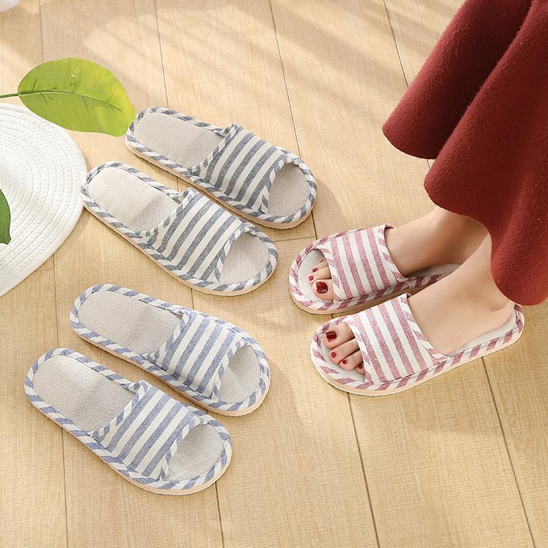 Linen Absorbent Soft Bottom Home Four Seasons Indoor Slippers Sandals (1)