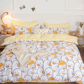 Wintop Premium 3IN1 Bedsheet Set Cute Yellow Duck Design Queen Size Bedsheet Double Size Bedsheet