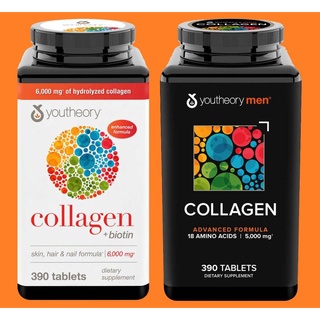 NEWEST Youtheory Collagen Plus Biotin 390 Tablets Type 1 2 3 MEN Advanced Enhanced Formula I II III