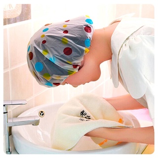 Inste Waterproof Shower Cap Bath Plastic Hat Elastic Bathing Hair Headwear Lady Salon