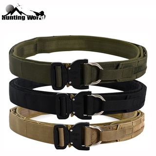 Tactical Military Heavy Duty Quick Release Double Layer Rigger Molle Belt Waistband for Hunting