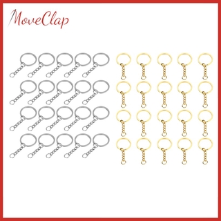 MoveClap 40pcs Split Ring Flat Surface Key Rings Double Loop Keychain Silver/Gold