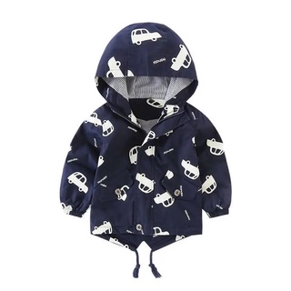 【cute baby】Toddler Baby Hooded Jackets Children Autumn Winter Coats Fashion Cartoon Car Print Clothe