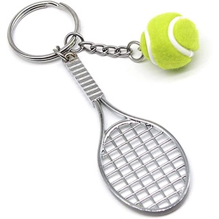 PEWANY for Teenager Tennis Racket Keychain Souvenir Mini Keychain Sports Key Chain Cute Simulation Car Key Chain Key Rings 6 color for Gifts Tennis Ball/Multicolor (5)