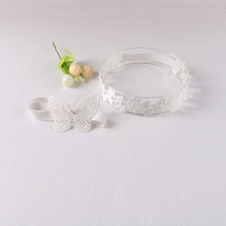 BB Cute 2x Baby Headbands Elastic Hair Accessory Photography Props White Lace Bow (3)