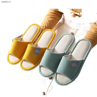 ▲▪Japanese style Cotton linen Non-slip indoor Slippers bedroom slippers tsinelas for women and men