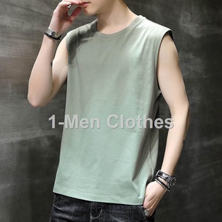 【Pre-sale】【COD】♙❀❁Pure cotton sleeveless t-shirt men's summer vest waistcoat trendy knitted loose fi (5)