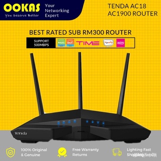 TENDA AC1900 WiFi Gigabit Wireless Router AC18 UniFi Maxis Time Fiber t3k5