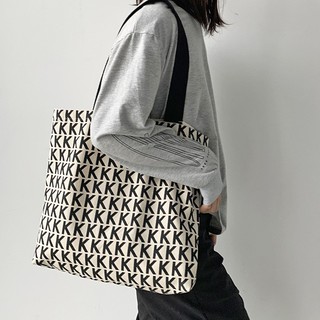 Large capacity canvas shoulder bag Harajuku style versatile shoulder bag