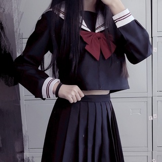 Japanese female JK uniform skirt. Bad girl series. Student uniforms. Sailor suit with long and short sleeves. cosplay. Orthodox Japanese uniform. Dark blue JK