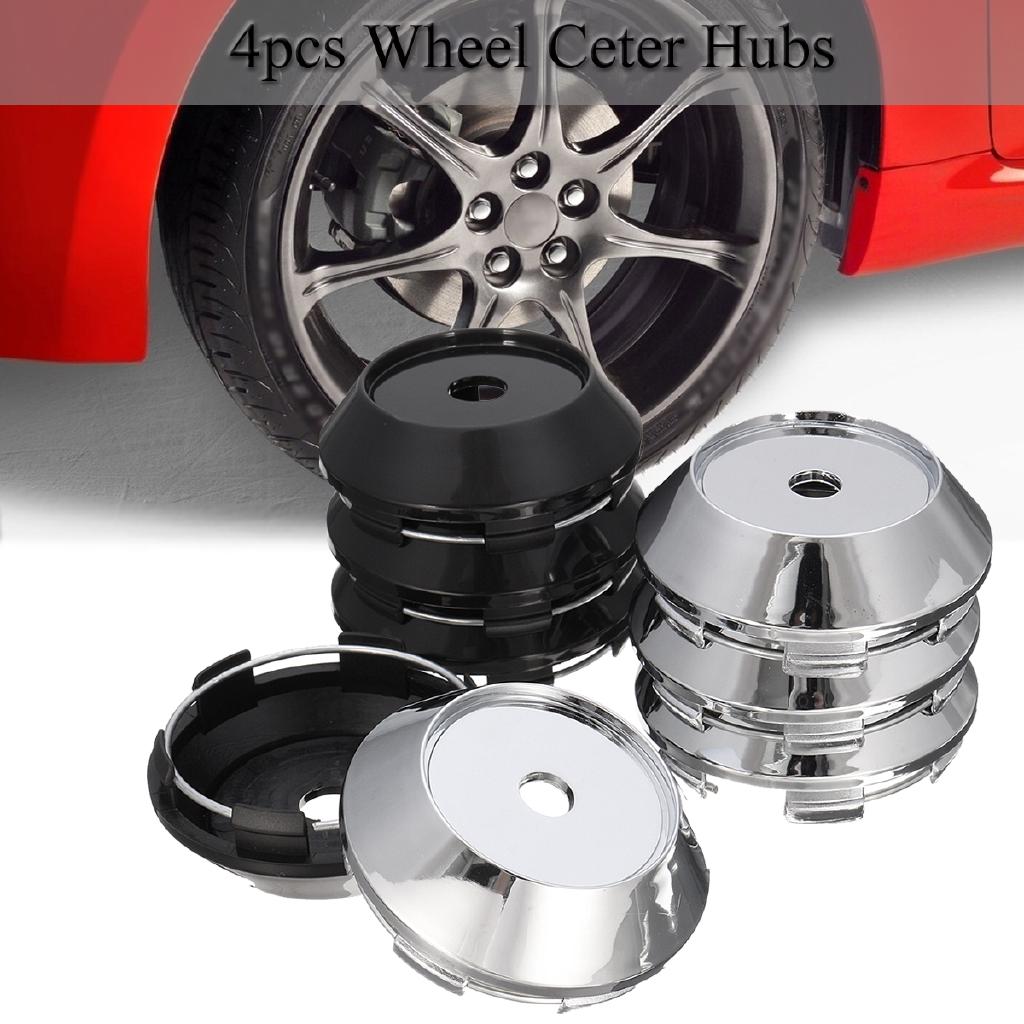 4pcs Universal 68mm ABS Chrome Car Wheel Center Plain Hub