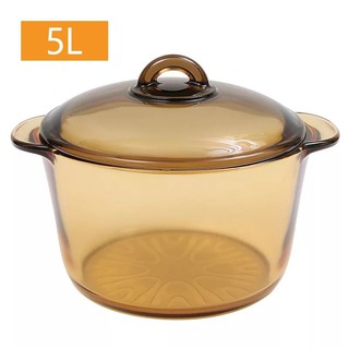 French-made Transparent Tempered Glass Cooking Pot with Open Flame Lid Amber