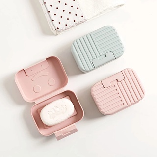 Smile Soap Dishes Holder Container Bathroom Supplies Portable Travel Soap Dish Box Case with Lid
