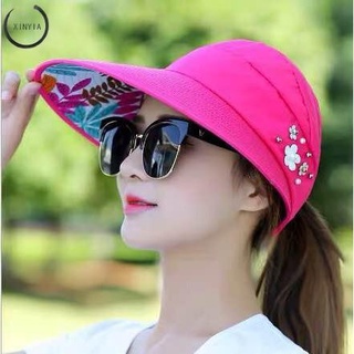 A.one (COD) Women's Casual Folding Visor Hats Anti-UV UV Protector for Beach / Outdoor CODnecklace