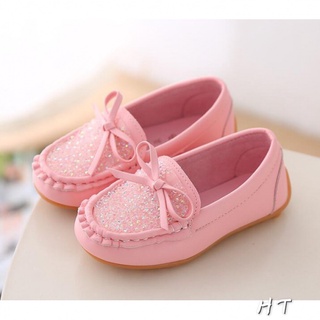 【HT】Shoes girls children casual single PU shoes Non-slip pink yellow white 1VCv