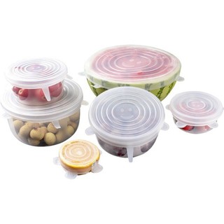 eelala-6PCS Silicone Stretch Durable Expandable Food Fruit Cover