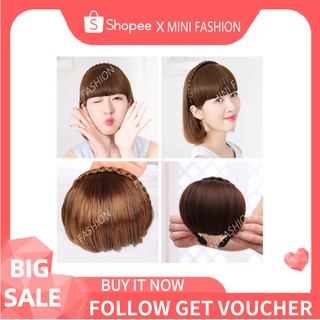 Wig Hairband with Embossed Bangs Simulation Hair Fake Bangs Female Invisible Flow Sea Ponytail 1PC