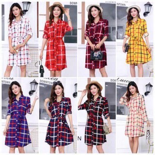 【lgoh.ph】women long sleeves checkered polo dress 8037