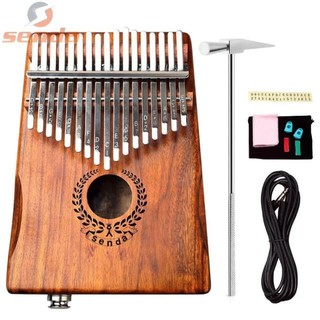 Senda Electroacoustic Kalimba 17 Keys Thumb Piano and Tune Hammer, Portable Mahogany Body Piano Kit
