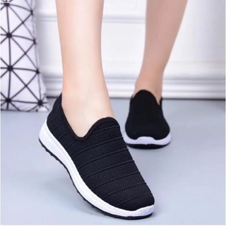 Tennis Shoes▨♕﹉New women's shoes fly woven breathable flat-slip shoes Korean casual sports platform