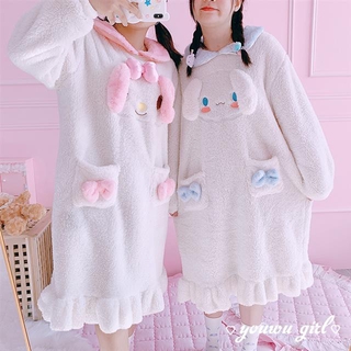 My Melody Cinnamoroll Pudding Dog Plush Anime Pajamas Sets Long Sleeve Sleepwear Warm Winter Home Women Nightclothes Nightwear (3)