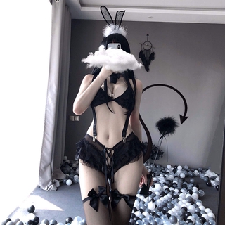 Women Perspective Sexy Lingerie Bunny Girl Cosplay Costume Sweet Lace Uniform Temptation Christmas Three-point Set