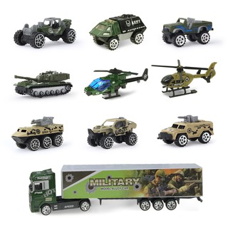 11PCS Kids Alloy Car Toy Truck Diecast Military Tank Tractor Model Boys Gift (3)