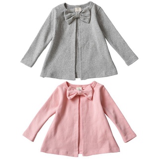 〈Newest〉Autumn Baby Girl Casual Round Neck Clothing Knitted Leisure Bow Cardigan a4XS