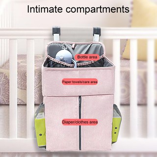 Baby Crib Hanging Storage Bag Diaper Nappy Organizer Cot Bed Organizer Bag Infant Essentials Diaper
