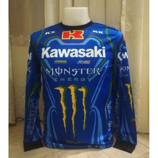 【spot goods】♦KAWASAKI Monster Motorcycle Jersey Long-Sleeve ImportDrifit & Stretchable