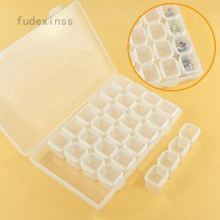 Fudexinss 28 Slots Clear Plastic Jewelry Storage Box Beads Case Organizer Tools Anti-Fall (1)