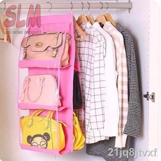 Spot goods ▽☸▣6 pocket hanging bag organizer larger purse handbag storage