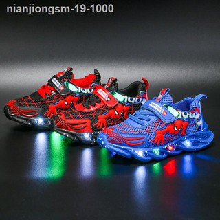 ❂◊Boys luminous Sneaker Girls Spiderman Kids Led Sports Shoes With Lights Spring running Children Toddler Baby Autumn