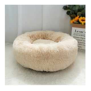 Calming Pet Bed Dog Bed Cat Bed Soft Plush Donut Pet Bed Round (7)