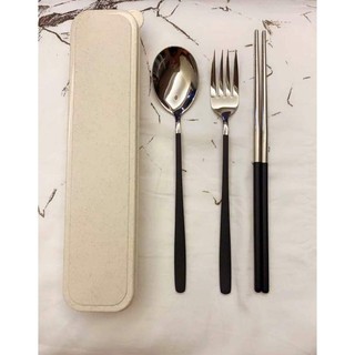 COD Brand New and High Quality Matte 3 in 1 Chopsticks Spoon and Fork Creative Metal Cultery Set 304 (1)