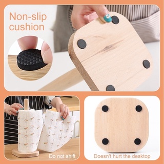 Countertop Vertical Tissue Holder Rack Bamboo Paper Towel Stand for Kitchen Living Room Bedroom Home (4)