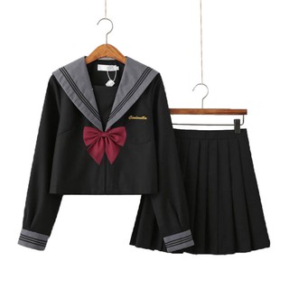 Cinderella Orthodox JK Uniform Student Wear Black Sailor Suit Japanese School Uniform College Wind I (6)