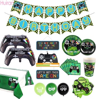 Video Game Theme Balloons birthday party decorations Disposable Tableware Paper Plate Cup Napkin Party Supplies Happy Birthday Party Balloon Decoration Set