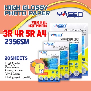 Yasen High Glossy Photopaper 235 GSM A4 3R 4R 5R size Premium High Glossy