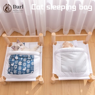 Pet cat bed detachable sleeping bag hammock recliner wooden cat house winter warm pet bed