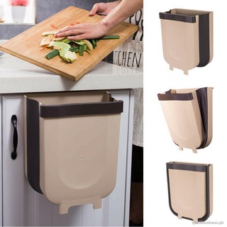 Folding Hanging Trash Kitchen Cabinet Door Wall Mounted Small Compact Collapsible Waste Bin Garbage