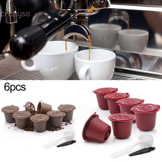 Coffee Capsule Pods Replacement 6pcs Reusable +1pc Spoon +1pc Brush Machine Tool