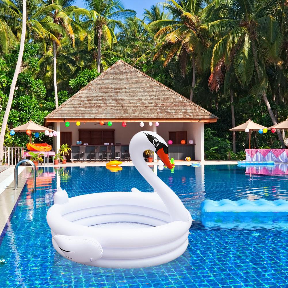 INS Inflatable White Swan Shaped Floater Swimming Pool (1)