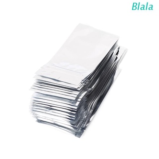 Blala 50 Pcs 7x13cm Silver Aluminum Foil Mylar Recloeable Ziplock Bag Front Clear Leak Proof