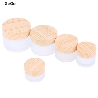 GoGo 5g 10g 15g 30g 50g Frosted Glass Cream Jar Wooden Make-Up Skin Care Container .PH