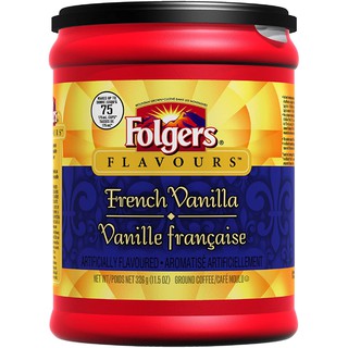 Folgers French Vanilla Ground Coffee 326g Canister, For Filter/Drip/Press, Canada