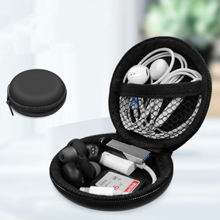 PU Earphone Bag Headphone Case Bag Protable Earbud Carrying Black Color