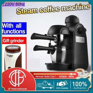 4 Cup Mini spresso Coffee Machine grinding Steam Milk Frother Portable Coffee maker Coffee grinder